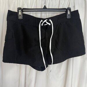 Nike Swim Black Womens Board Shorts With White Drawstring Size L